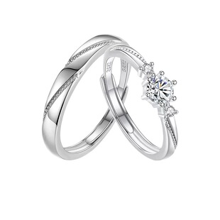 S925纯银一见钟情对戒一对情侣戒指男女小众设计定情信物纪念礼物