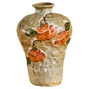 尤马马同款柿柿如意客厅玄关陶瓷摆件手绘水养鲜花景德镇复古花瓶