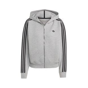 adidas阿迪达斯三叶草新款女运动宽松拉链连帽夹克外套JY2620