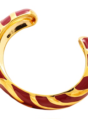 欧美复古斑马纹开口金珐琅手镯