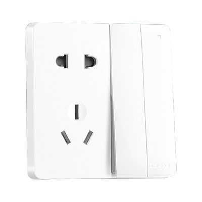 德力西86型二开五孔开关带插座