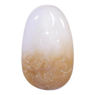 和合玉器和田玉糖白玉观音挂件山料羊脂玉玉石观音玉牌挂件吊坠