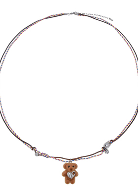 AWE圣诞穿搭爱心小熊长款项链女