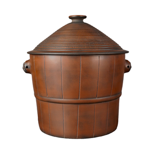 云南建水紫陶甑子 家用煮米仿蒸饭木桶竹制攀枝花瓷瓦罐饭笼甑子