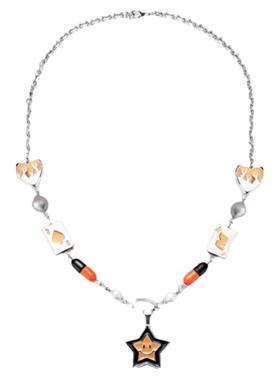 钛钢中性幸运笑脸图案五角星项链