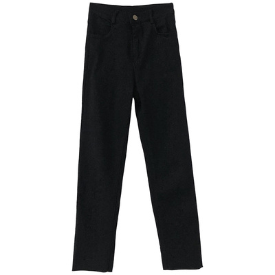 春款大弹力百搭黑色脚口打底裤