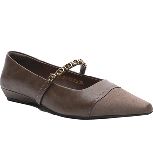 月芽儿浅口单鞋2025春季新款金属链复古玛丽珍鞋法式复古软底鞋女