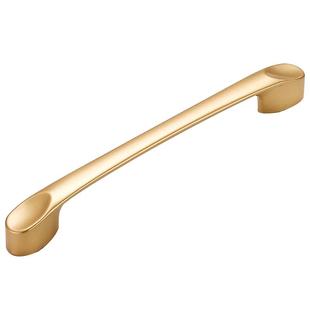 柜门拉手厨房铝合金橱柜抽屉金色手柄衣柜门把手现代简约孔距单孔