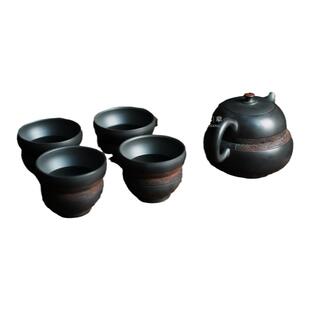 广西钦州坭兴陶纯手工茶具一壶四杯福禄紫砂茶壶伴手礼送朋友长辈