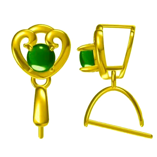 纯18K金扣头加厚万能夹扣瓜子扣玉石翡翠顶珠镶嵌K金吊坠扣项链坠