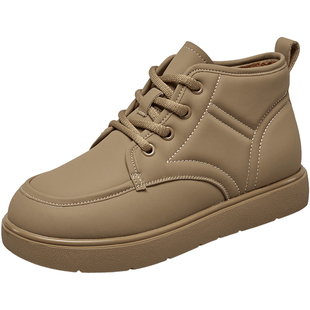 意尔康高帮休闲棉鞋女2025秋冬新款英伦风短靴软底马丁靴女加绒