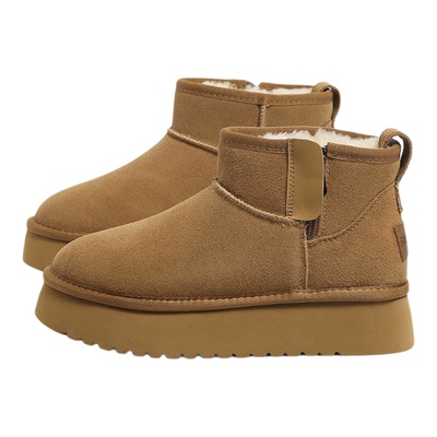 F21牛皮雪地靴女2025新款冬季