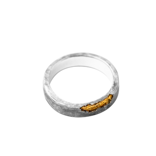 藏金戒指小众高级感纯银男士冷淡风黄金食指戒女金银错情侣对戒