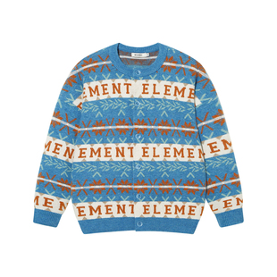 美国ELEMENT滑板费尔岛开衫毛衣男复古条纹提花落肩情侣针织衫女