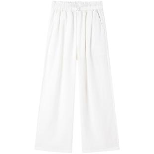 太平鸟高腰阔腿垂感休闲裤2026春季莱赛尔休闲直筒裤女A1GBE2415