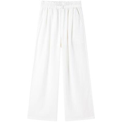 太平鸟高腰阔腿垂感休闲裤2026春季莱赛尔休闲直筒裤女A1GBE2415