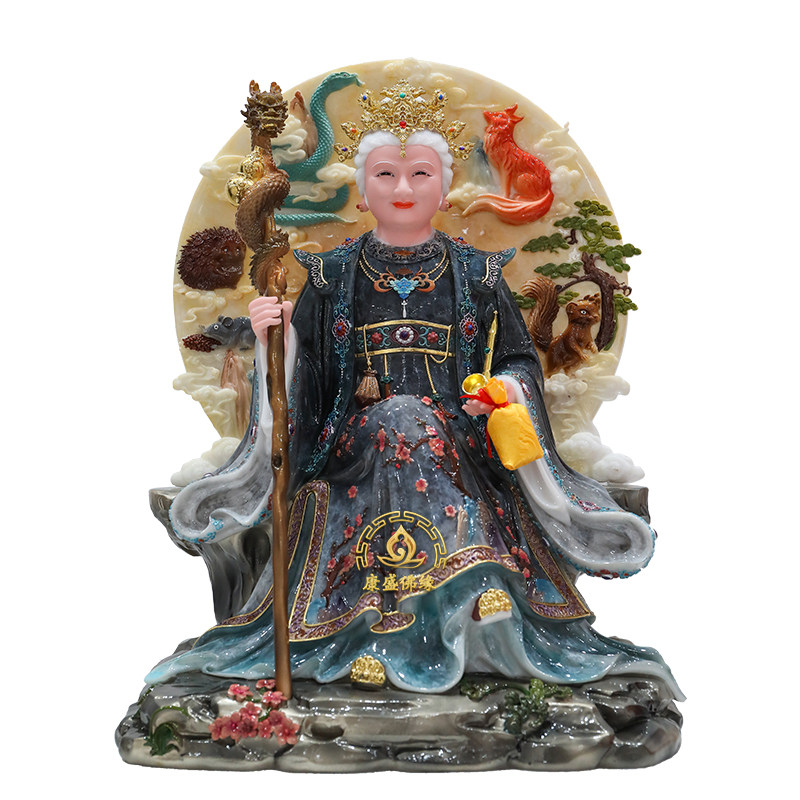 黑老太太神像家用堂口汉白玉摆件
