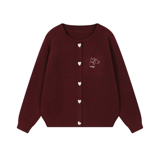 【Endweep官方店】撞色爱心纽扣女开衫毛衣软糯圆领宽松刺绣外套