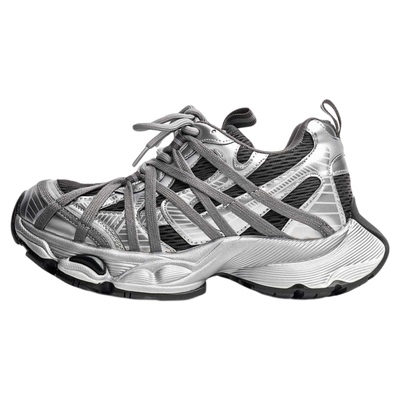 「鞋登」9CM厚底老爹鞋女2025新款网面透气增高休闲运动鞋跑步鞋