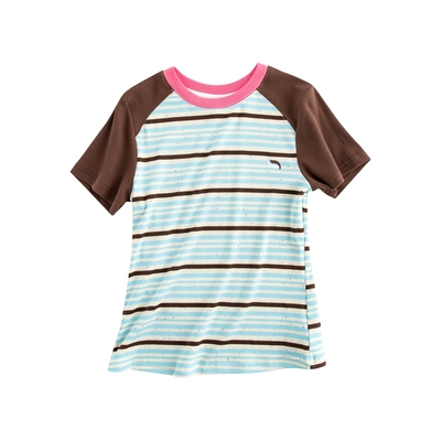 美式条纹女生圆领短袖