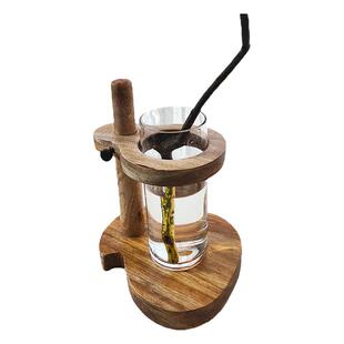 玻璃花瓶防倒支架实木水培桌面底托马醉木吊钟防摔底座茶几摆件