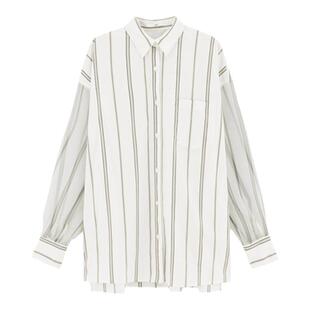 SLY 春季半透明休闲条纹设计休闲长袖衬衫030GSZ30-2290