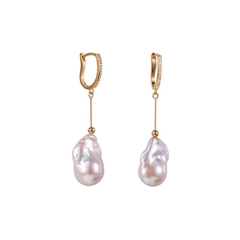 赛赛莉安鱼尾巴洛克淡水珍珠长款耳圈耳环气质小众设计ins网红女