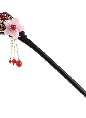 古风凤仪发簪红玛瑙流苏步摇饰品