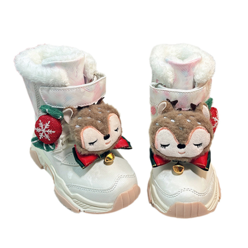 圣诞礼物女童加绒雪地靴防滑防水