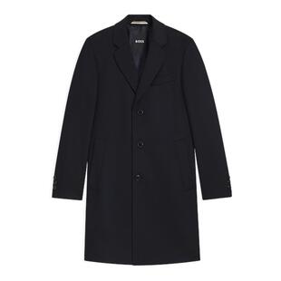 【含羊绒】BOSS博斯 男士冬款羊毛羊绒混纺羊毛大衣外套