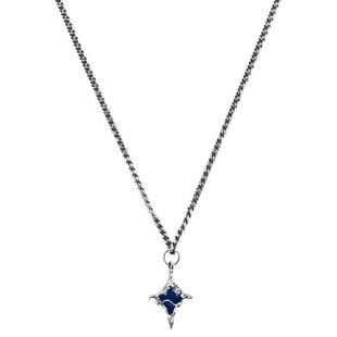 湖水蓝十字星项链吊坠饰品钛钢个性蛇骨短款卫衣链男女气质风配饰
