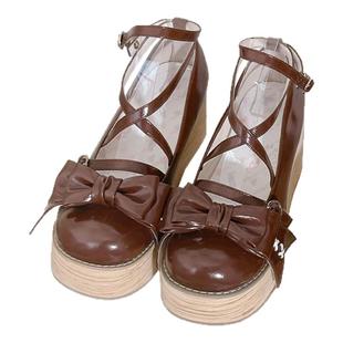 西柚原创新款甜柚糕糕松糕lo鞋增高木纹厚底洛丽塔lolita鞋子女鞋