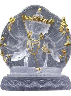 大白伞盖佛母琉璃佛像摆件