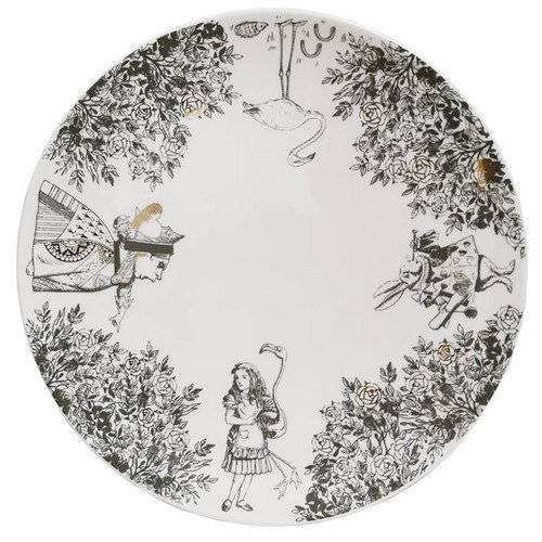 爱丽丝梦游仙境陶瓷盘子出口英国手绘插画描金早餐盘骨瓷点心碟子
