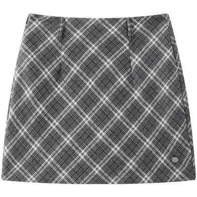 【商场同款】乐町斜格纹A字短裙秋冬新款金属标半身裙C2GEF4235