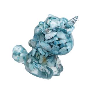 独角兽手工滴胶天河石橄榄石紫水晶白松石泡泡石黄水晶蛋白石摆件