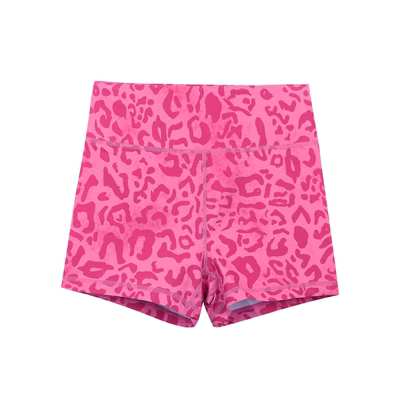 粉豹纹身速干运动女子运动花短裤