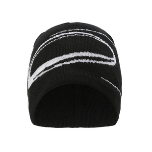 DEEP GRAND 椭圆流星提花标语刺绣黑色针织冷帽小帽围毛线帽秋冬