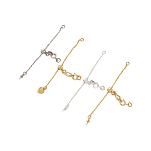 14K包金保色弹簧扣延长链可调节链带托针diy手链项链收尾连接