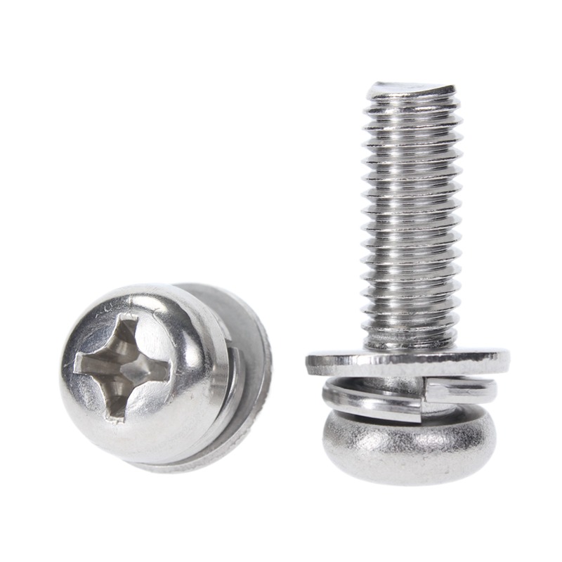 304不锈钢螺丝圆头三组合螺钉弹平垫十字盘头螺丝钉螺栓M2M3M4-M8