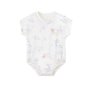 【商场同款】英氏新生连体衣夏季薄款女宝婴儿衣服男宝爬服包屁衣