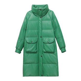 海宁真皮羽绒服女2025冬季新款绵羊皮加厚中长款宽松大码皮草外套