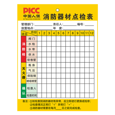 消防器材点检表可定制免费设计