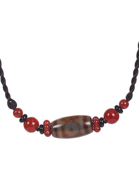 民族风项链三眼天珠锁骨链女