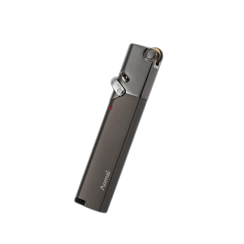 奥麦超薄充气砂轮直冲打火机创意防风小巧蓝焰火机个性定制送男友