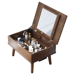 实木飘窗梳妆台卧室小户型迷你化妆桌北欧简约现代翻盖式女化妆台