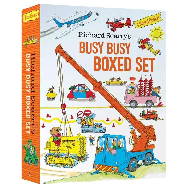 华研原版 斯凯瑞繁忙的场所系列 4册套装 英文原版 Richard Scarry's Busy Busy Boxed Set 启蒙学习认知英语单词绘本 进口书