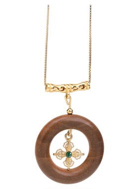 【檀香木平安环项链吊坠】