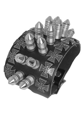 塑料圆台回旋镖朋克黑柔软皮手链