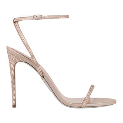 水钻细高跟一字带凉鞋